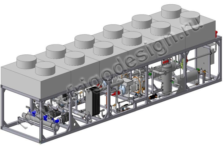 Моноблочная установка Фригодизайн охлаждения пропиленгликоля для технологических нужд завода шампанских вин