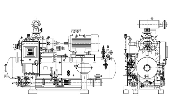 Агрегат компрессорный двухступенчатый винтовой Серия Compound-чертеж