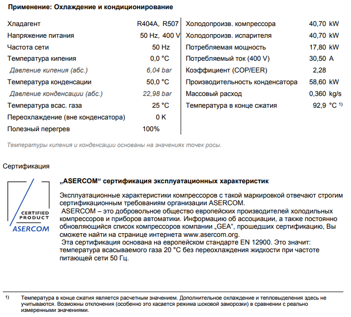 технические характеристики компрессоров