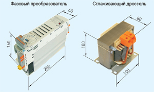 Размеры преобразователя однофазного тока в трехфазный ESP для полугерметичных поршневых компрессоров BOCK 