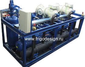 Среднетемпературная промышленная энергоэффективная холодильная компрессорная станция на базе винтовых полугерметичных компрессоров Среднетемпературная промышленная энергоэффективная холодильная компрессорная станция на базе винтовых полугерметичных компрессоров J&E HALL серии HSM